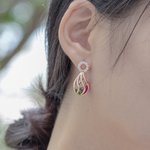 Boucles d'Oreilles Pendentifs Asymétriques Bijoux Personnalisés avec Pierre de Naissance Cadeau pour Femme