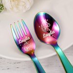 Juego de Cubiertos de Acero Inoxidable Personalizados con Nombre Dinosaurio y Unicornio Juego de Cubiertos de Acero Inoxidable para la Cocina de los N