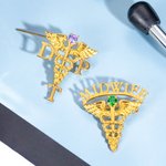 Medical Graduation Caduceus RN Nurse Pin with Birthstone