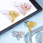 Medical Graduation Caduceus RN Nurse Pin with Birthstone