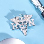 Medical Graduation Caduceus RN Nurse Pin with Birthstone