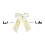 Embroidered Name Long Hair Bow Cotton