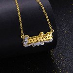 Collier à Personnaliser avec Nom Collier Double Plaque en Dentelle Cadeau d'Anniversaire pour Femme