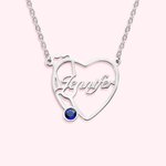 Nurse Graduation Heart Stethoscope Name Necklace