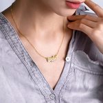 Collier à Personnaliser avec Nom Collier Double Plaque en Dentelle Cadeau d'Anniversaire pour Femme