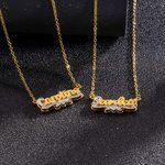 Collier à Personnaliser avec Nom Collier Double Plaque en Dentelle Cadeau d'Anniversaire pour Femme