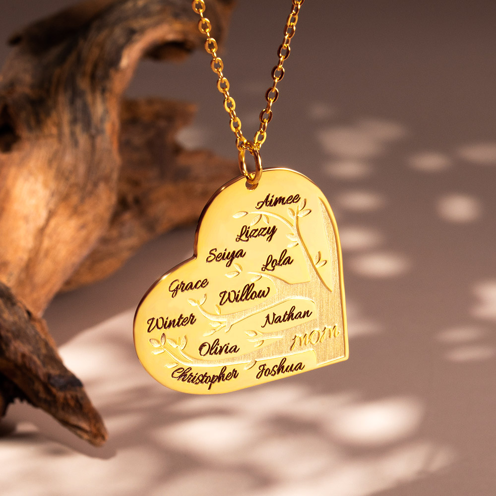 Personalized Heart Family Tree Necklace for Mom with Kid's Name CALLIE