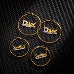 Boucles d'Oreilles Cercle avec Pendentifs Prénom Personnalisées