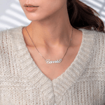 Collier Personnalisé avec Prénom Horizontal Collier Prénom Plaque en Argent pour Femme