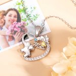 Forever Heart Mother Daughter Elephant Necklace with Birthstone