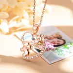 Forever Heart Mother Daughter Elephant Necklace with Birthstone