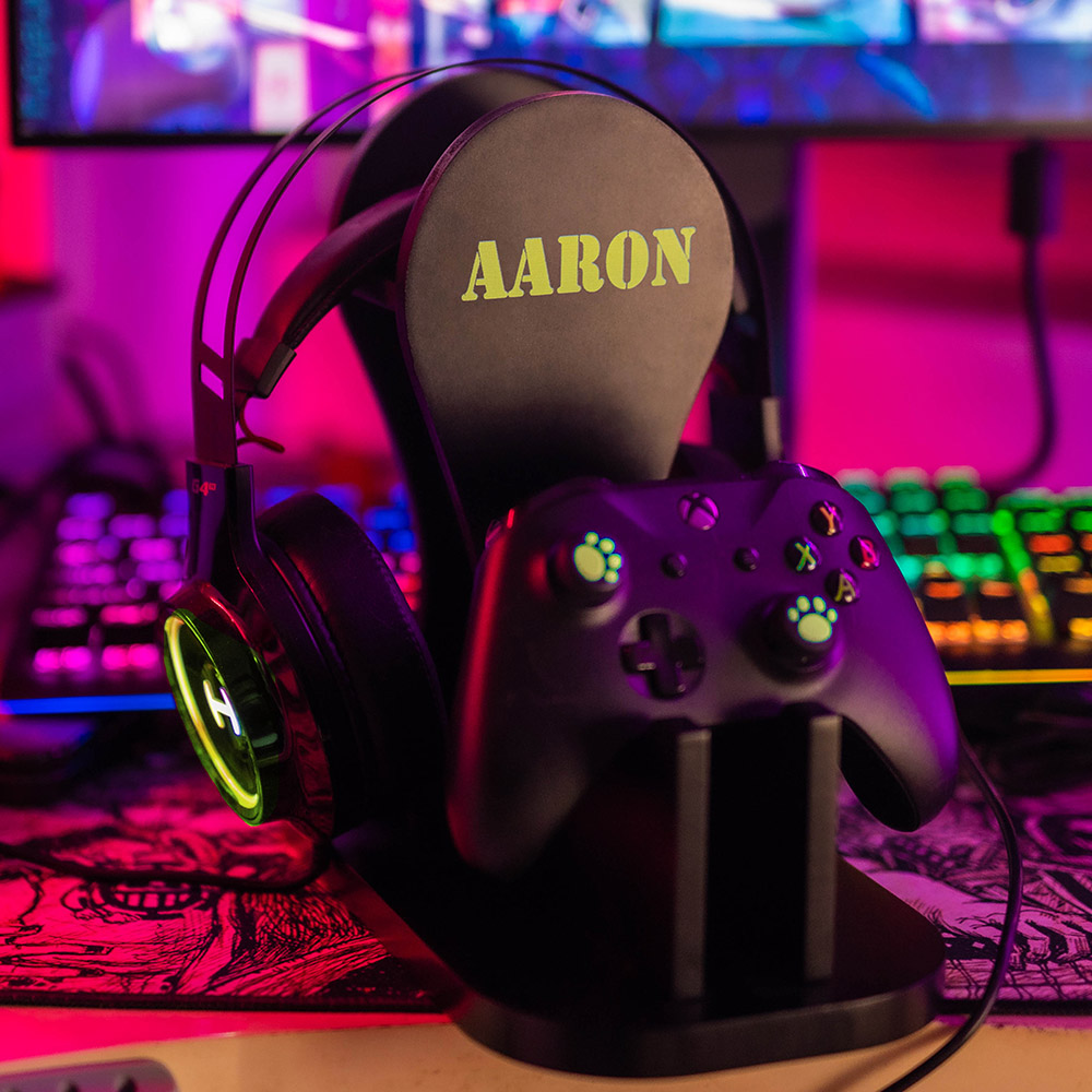 Engraved Headphones & Xbox Controller Stand Gamer Gift Father's Day