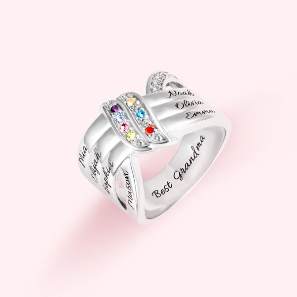Personalizado 1-8 Nombres Anillo de Piedra de Nacimiento de la Familia Día de la Madre Navidad Cumpleaños Regalo para Mamá Abuela