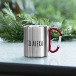 Tazza da campeggio personalizzata con impugnatura a moschettone