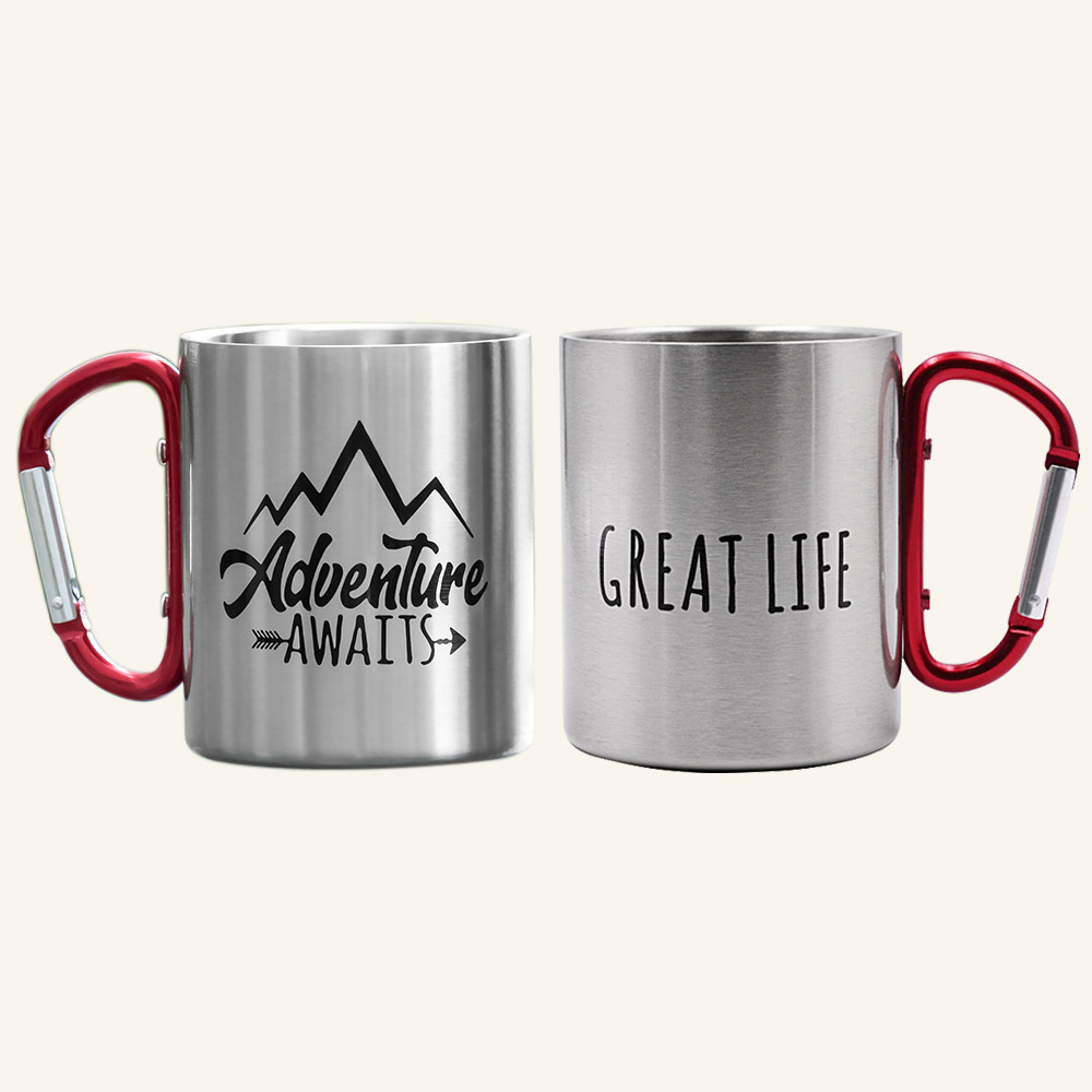 Personalized Camping Mug Carabiner Handle