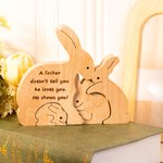 Personalized Wooden Family Bunnies Puzzle Cuddling Rabbits Tabletop Decoration with Engraved Names Easter Birthday Gift for Kids Family