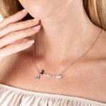 Personalized Black Cat Wizard Hat Halloween Broom Name Necklace with Birthstone Happy Halloween Birthday Gift for Women