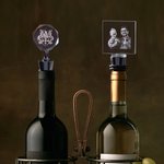 Personalized 2D Photo Engraved Badge Crystal Wine Stopper