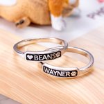 Personalized Engraved Heart Angel Wings Paw Print Sterling Silver Ring with Name Memorial Loss of Pet Gift for Pet Lovers