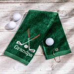 Personalized Colorful Embroidered Name Golf Towel with Clip Christmas Retirement Golf Accessories Gift for Men Women Golf Fans