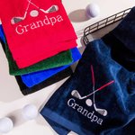 Personalized Colorful Embroidered Name Golf Towel with Clip Christmas Retirement Golf Accessories Gift for Men Women Golf Fans