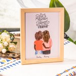 Personalized Mother and Daughter Digital Portrait Print Framed Wall Art