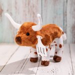 Personalized Longhorn Cow Plush Toy Furry Stuffed Animal Doll with Text Photo Ear Tag Birthday Gift for Kid Cow Lover