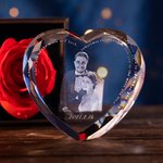 Personalized 3D Photo Wave Line Heart Crystal