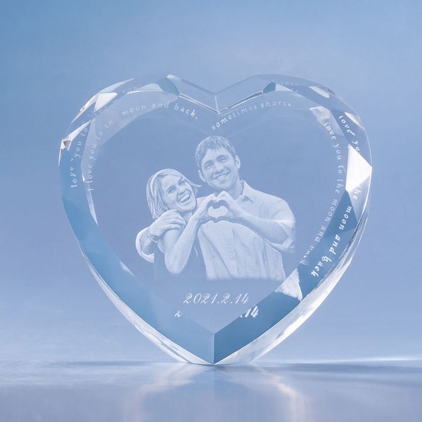 Cristallo personalizzato 3D con foto della linea d'onda del cuore