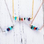 Collier Personnalisé avec Pierre de Naissance Naturelles pour Cadeau Anniversaire Fête des Mères pour Femme