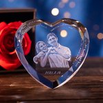 Personalized 3D Photo Wave Line Heart Crystal