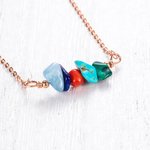 Collier Personnalisé avec Pierre de Naissance Naturelles pour Cadeau Anniversaire Fête des Mères pour Femme