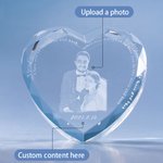 Personalized 3D Photo Wave Line Heart Crystal