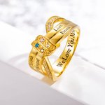 Anillo de nudo de cinta personalizado con 1-8 piedras de nacimiento y nombres grabados Zircon Family Jewelry Mother's Day Birthday Gift for Mom Grandma