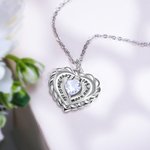 Hart Geboortesteen Ketting met Custom Gravure