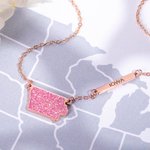 Collier à Personnaliser avec Gravure et Carte d'État Cadeau d'Anniversaire pour Elle