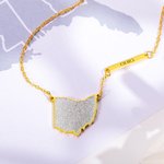 Collier à Personnaliser avec Gravure et Carte d'État Cadeau d'Anniversaire pour Elle