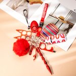 Gepersonaliseerde multifunctionele ster Softbal Baseball veiligheid sleutelhanger set met riem en lamp verjaardagscadeau voor vrouwen