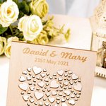 Plaque de Bénédiction en Bois Personnalisée avec Noms et Date Gravés Style Cœurs Évidés Cadeau Anniversaire Mariage Fête des Mères pour Couple Femme