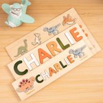 Custom Wood Dinosaur Name Puzzle for Kids