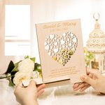 Plaque de Bénédiction en Bois Personnalisée avec Noms et Date Gravés Style Cœurs Évidés Cadeau Anniversaire Mariage Fête des Mères pour Couple Femme