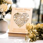 Plaque de Bénédiction en Bois Personnalisée avec Noms et Date Gravés Style Cœurs Évidés Cadeau Anniversaire Mariage Fête des Mères pour Couple Femme