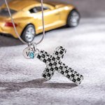 Custom Racing Black & White Checkered Flag Cross Necklace