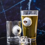 Verre à Bière Personnalisé avec Nom Photo Verre Incrusté avec Balle de Golf Cadeau Anniversaire Fête des Père pour Homme