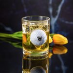 Verre à Bière Personnalisé avec Nom Photo Verre Incrusté avec Balle de Golf Cadeau Anniversaire Fête des Père pour Homme