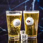 Verre à Bière Personnalisé avec Nom Photo Verre Incrusté avec Balle de Golf Cadeau Anniversaire Fête des Père pour Homme