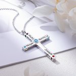 Cross Necklace for Women with Kid's Name & Birthstone