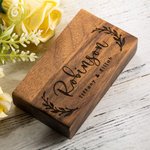 Personalized Rustic Engraved Wide Wood 2 Rings Bearer Box with Date & Name Wedding Proposal Gift for Couple