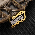 Diamond Cut Wave Shape Name Necklace