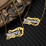 Diamond Cut Wave Shape Name Necklace